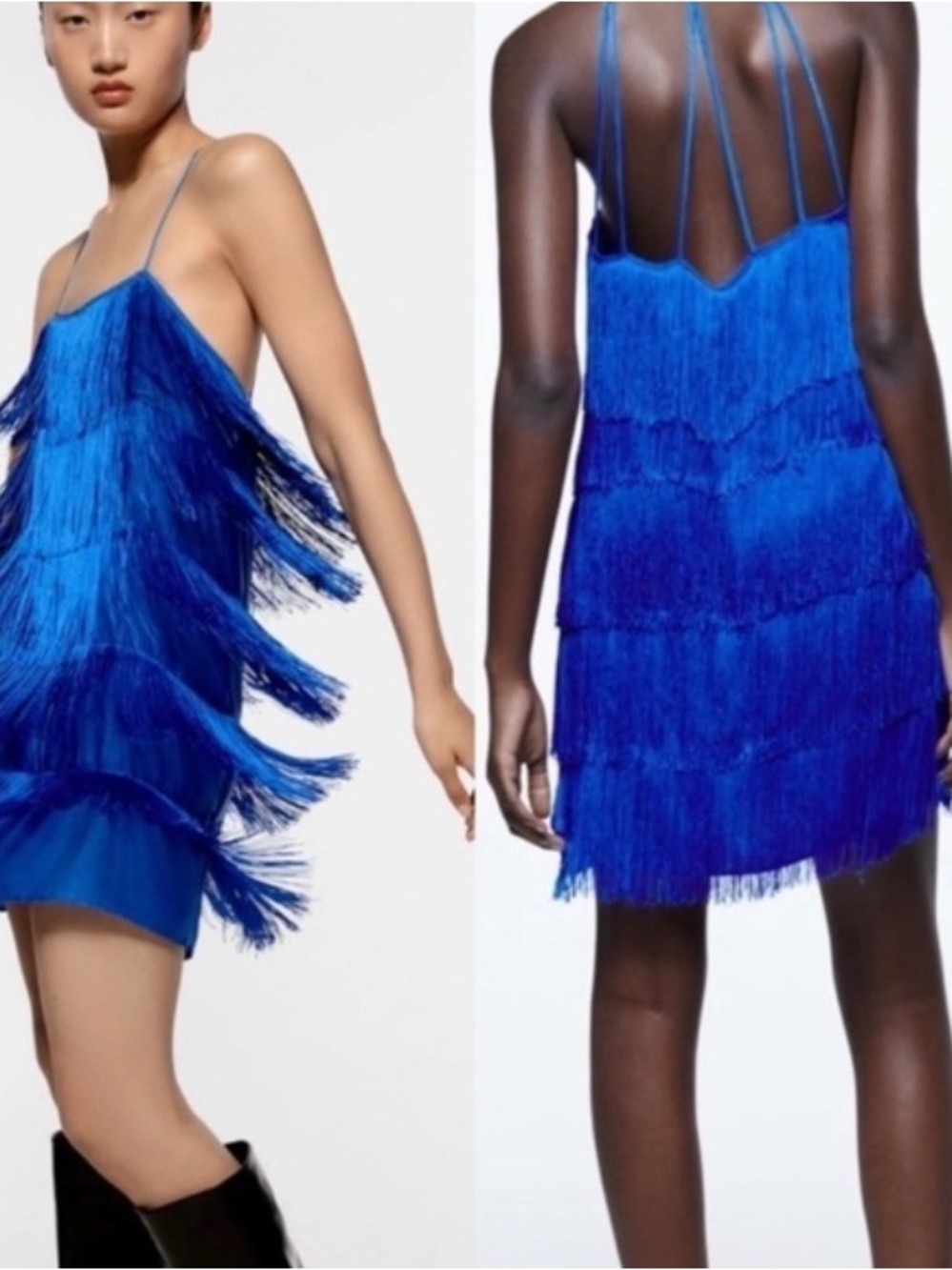 ZARA 💙 Fringed Flapper Mini Dress